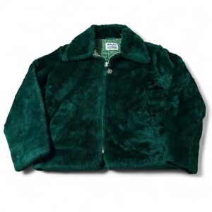 Vintage 60s Women’s Weather Tamer Talon Zipper Green Sherpa Fleece Jacket Large